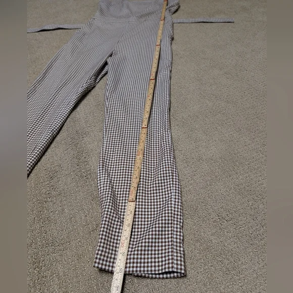 & Other Stories Belted Micro Gingham Houndstooth Overalls Brown S 4 Square Neck - Picture 14 of 14